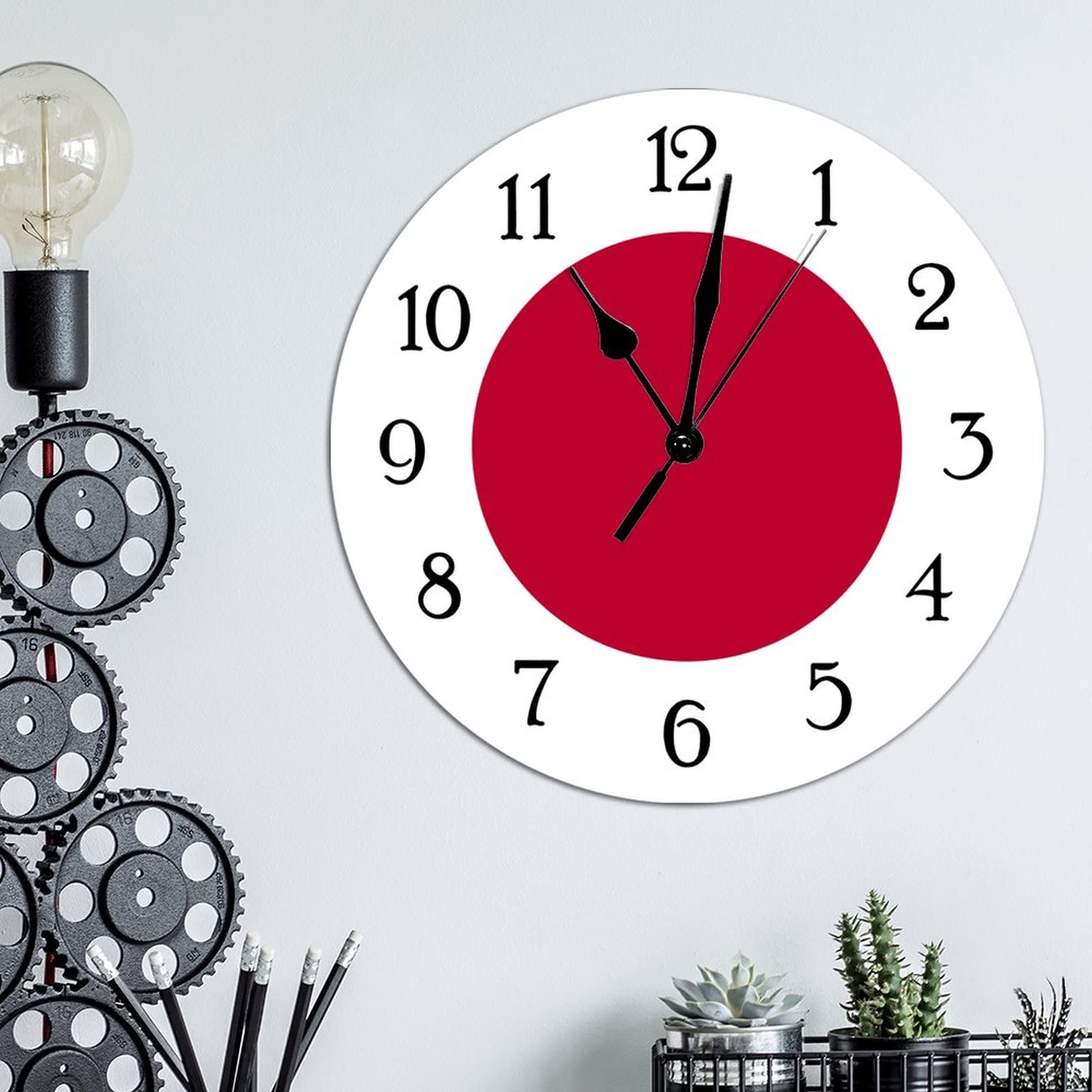 ◆大型◆壁掛時計◆80cm◆ブラウン◆B-2506IN2◆ Japan Flag Art Clock Shabby Chic Retro 15inch Round Wall Clock